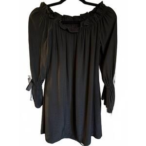 NEW UNION OF ANGELS women's ruffle neck sleeve dress in black